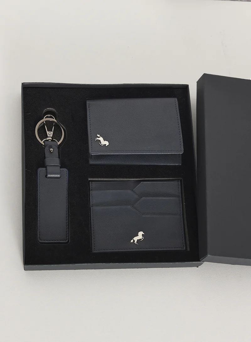 Robert Wood  Genuine Leather Tri Fold Wallet, Card Holder And Key Ring Gift Set for Men | Best Price UAE